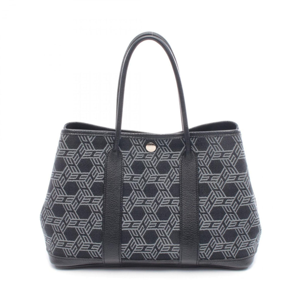 Hermes Tote Garden Party TPM Black Leather Canvas