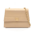 Chanel Shoulder Bag Quilted Beige Leather Che