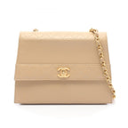 Chanel Shoulder Bag Quilted Beige Leather Che