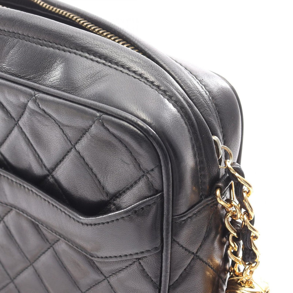 Chanel Shoulder Bag Quilted Black Lambskin Che — view 7