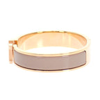 Hermes Click Bracelet Bangle Metal Pink Gold Enamel Gray Brown Glasse — view 6