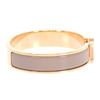 Hermes Click Bracelet Bangle Metal Pink Gold Enamel Gray Brown Glasse — view 7