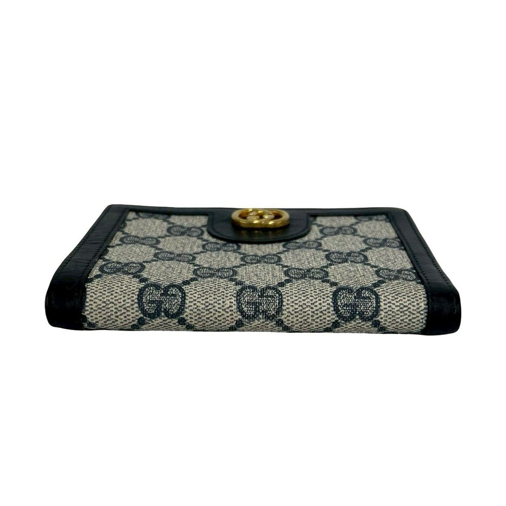 Gucci Vintage GG Logo Leather Clasp Bifold Wallet Mini Navy — view 6