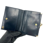 Gucci Vintage GG Logo Leather Clasp Bifold Wallet Mini Navy — view 7