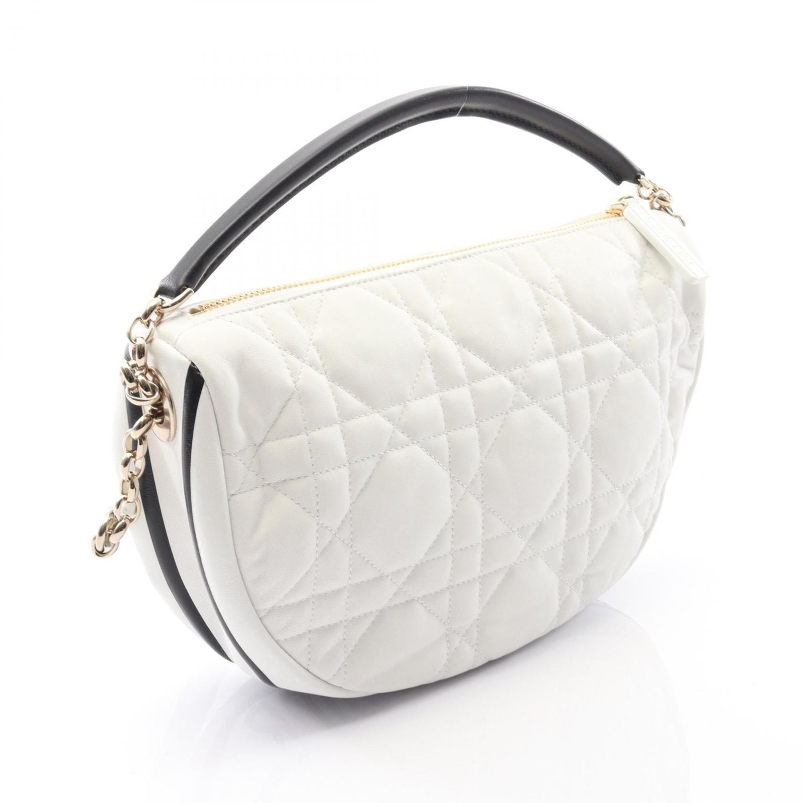 Dior Dio Handbag Vibe Midi Bo Cannage White Leather — view 2