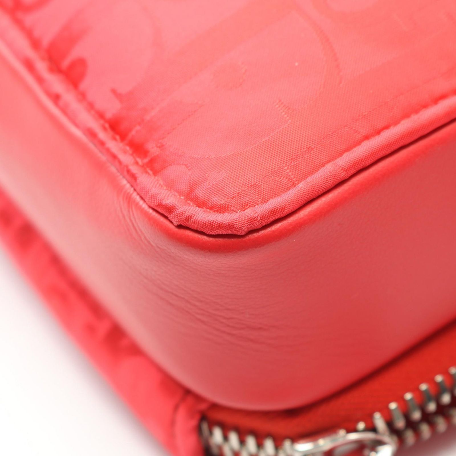 Dior Dio Shoulder Bag Erl Red Nylon Leather Erl Jipouch Quilted — view 5