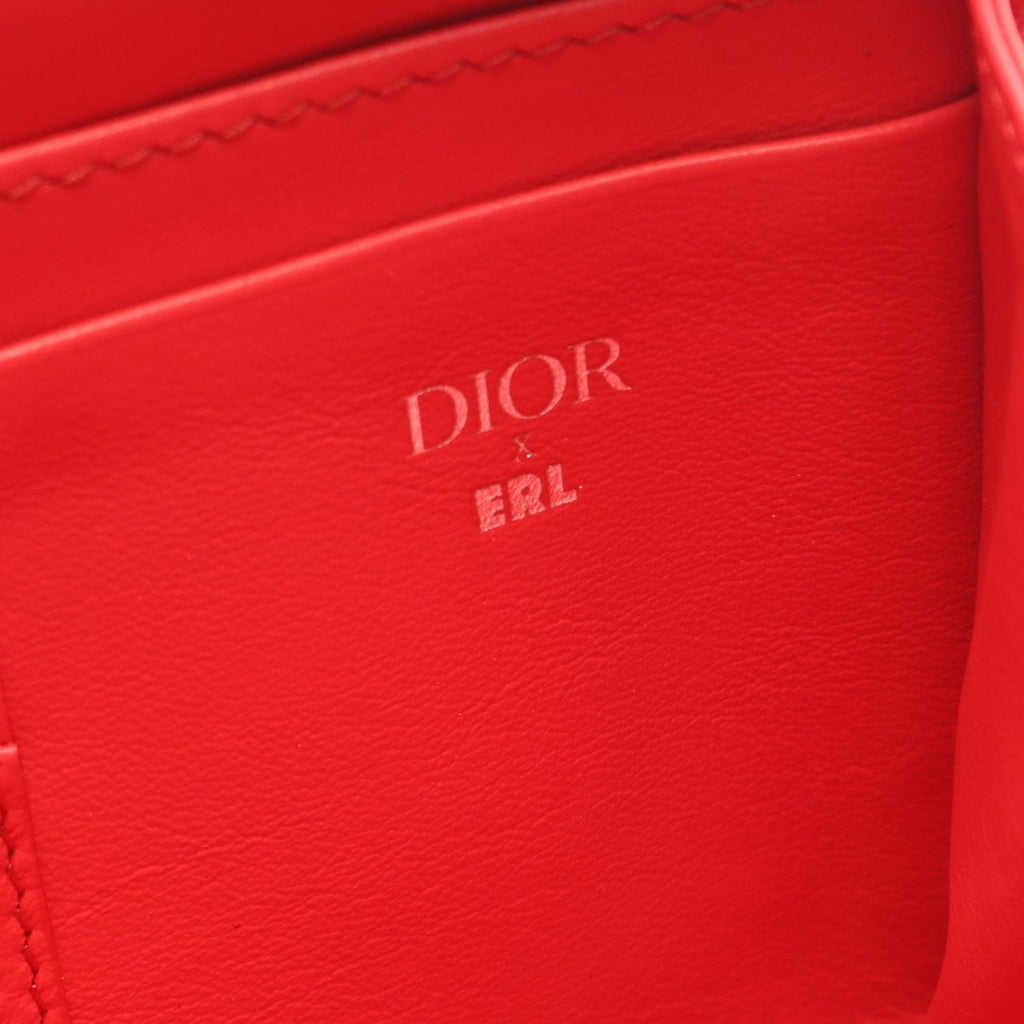 Dior Dio Shoulder Bag Erl Red Nylon Leather Erl Jipouch Quilted — view 4
