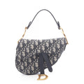 Dior Saddle Bag Mini Oblique Peacock Navy Canvas Leather