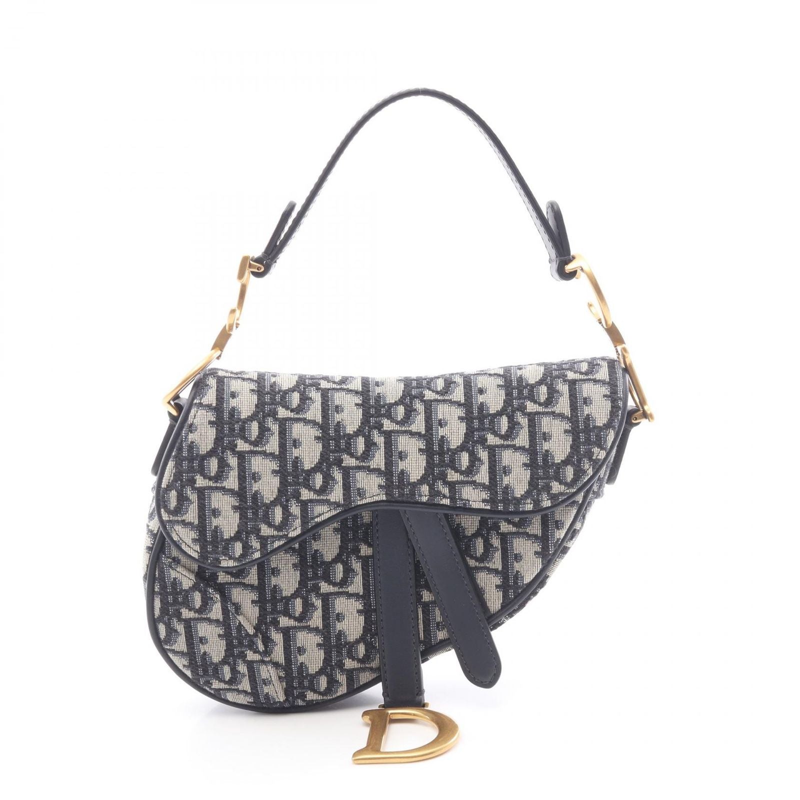 Dior Saddle Bag Mini Oblique Peacock Navy Canvas Leather