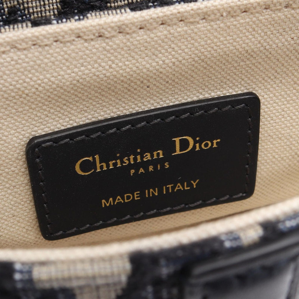 Dior Saddle Bag Mini Oblique Peacock Navy Canvas Leather — view 4
