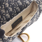 Dior Saddle Bag Mini Oblique Peacock Navy Canvas Leather — view 3