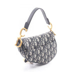 Dior Saddle Bag Mini Oblique Peacock Navy Canvas Leather — view 2