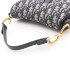 Dior Saddle Bag Mini Oblique Peacock Navy Canvas Leather — view 5