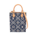 Louis Vuitton Handbag Sac Plat Since Navy Canvas Leather