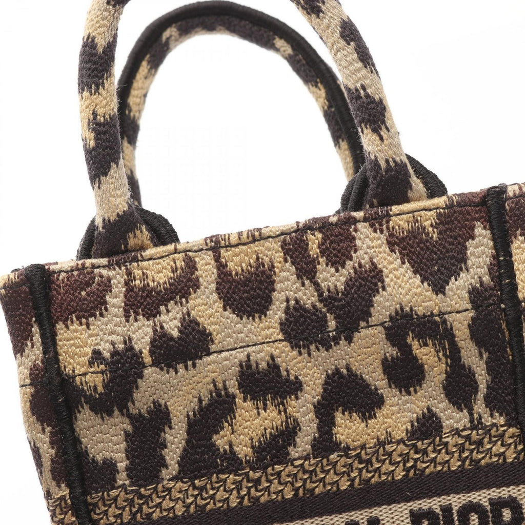 Dior Dio Handbag Book Tote Mini Black Beige Canvas — view 5