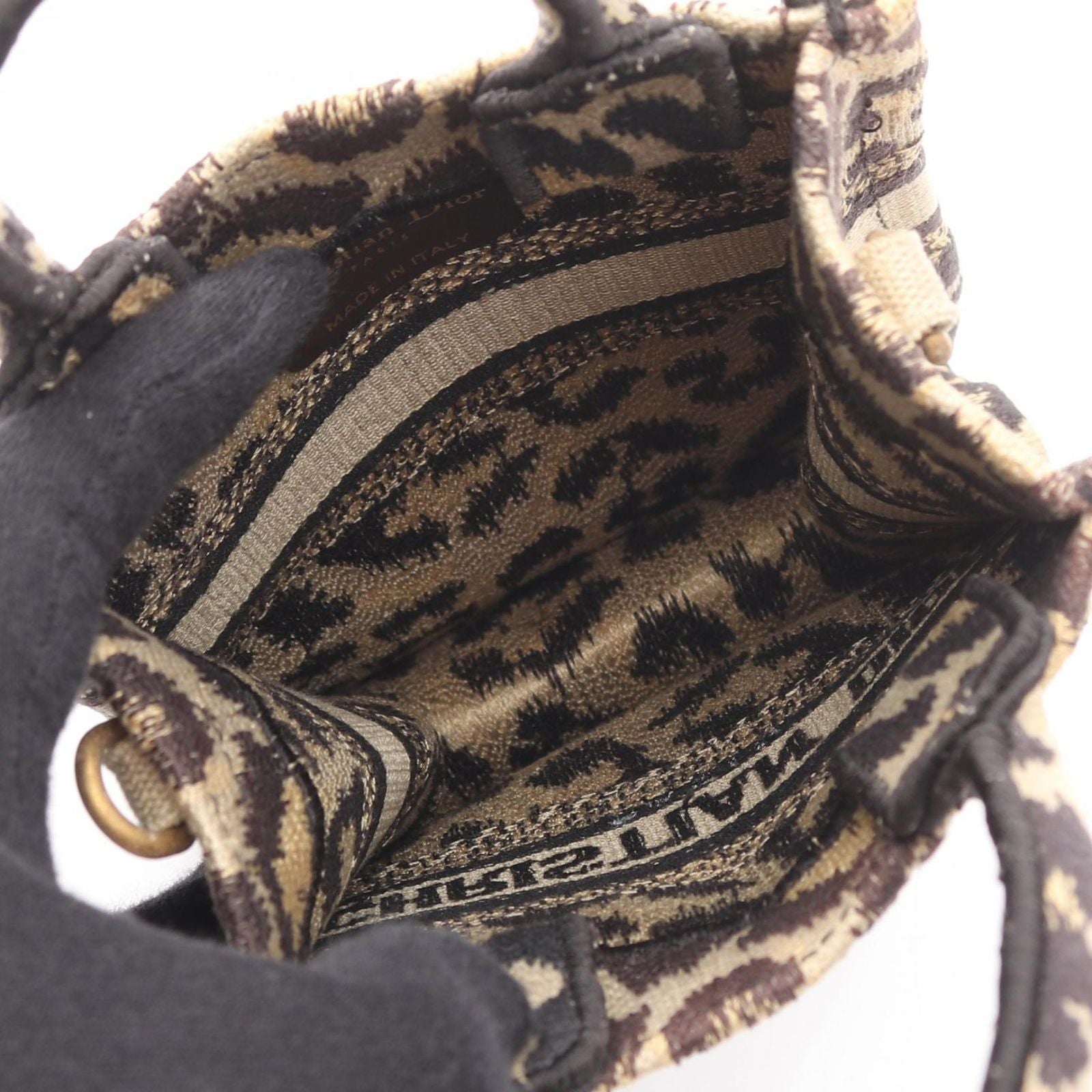 Dior Dio Handbag Book Tote Mini Black Beige Canvas — view 3