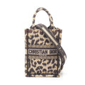 Dior Dio Handbag Book Tote Mini Black Beige Canvas