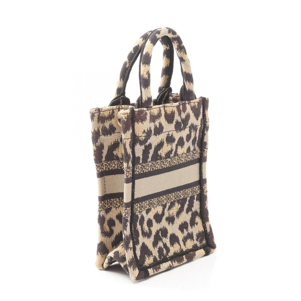 Dior Dio Handbag Book Tote Mini Black Beige Canvas — view 2