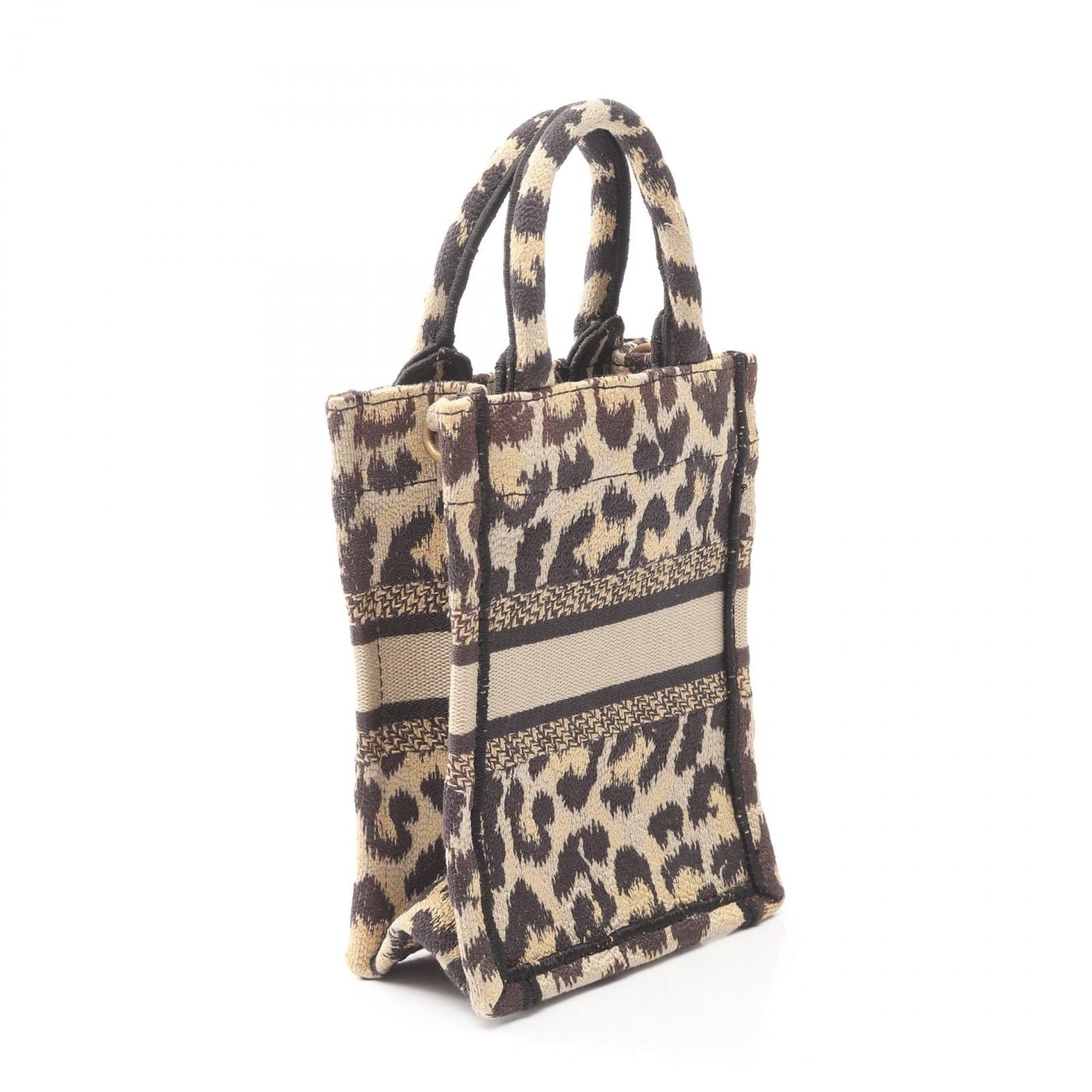 Dior Dio Handbag Book Tote Mini Black Beige Canvas — view 2