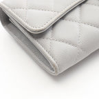 Chanel Bifold Wallet Classic Long Flap Quilted Gray Caviar Leather Zip — view 9