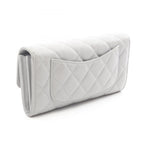 Chanel Bifold Wallet Classic Long Flap Quilted Gray Caviar Leather Zip — view 2