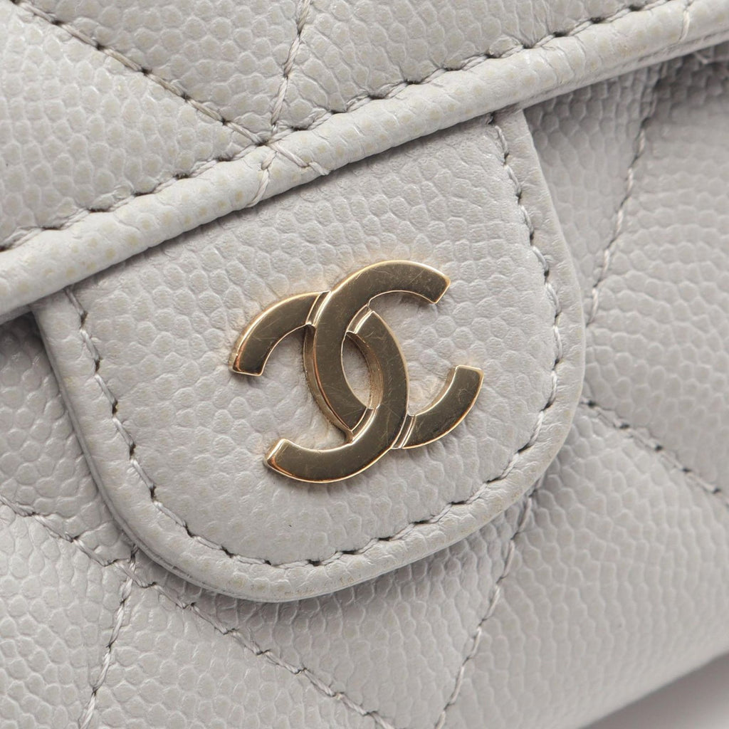 Chanel Bifold Wallet Classic Long Flap Quilted Gray Caviar Leather Zip — view 7