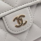Chanel Bifold Wallet Classic Long Flap Quilted Gray Caviar Leather Zip — view 7