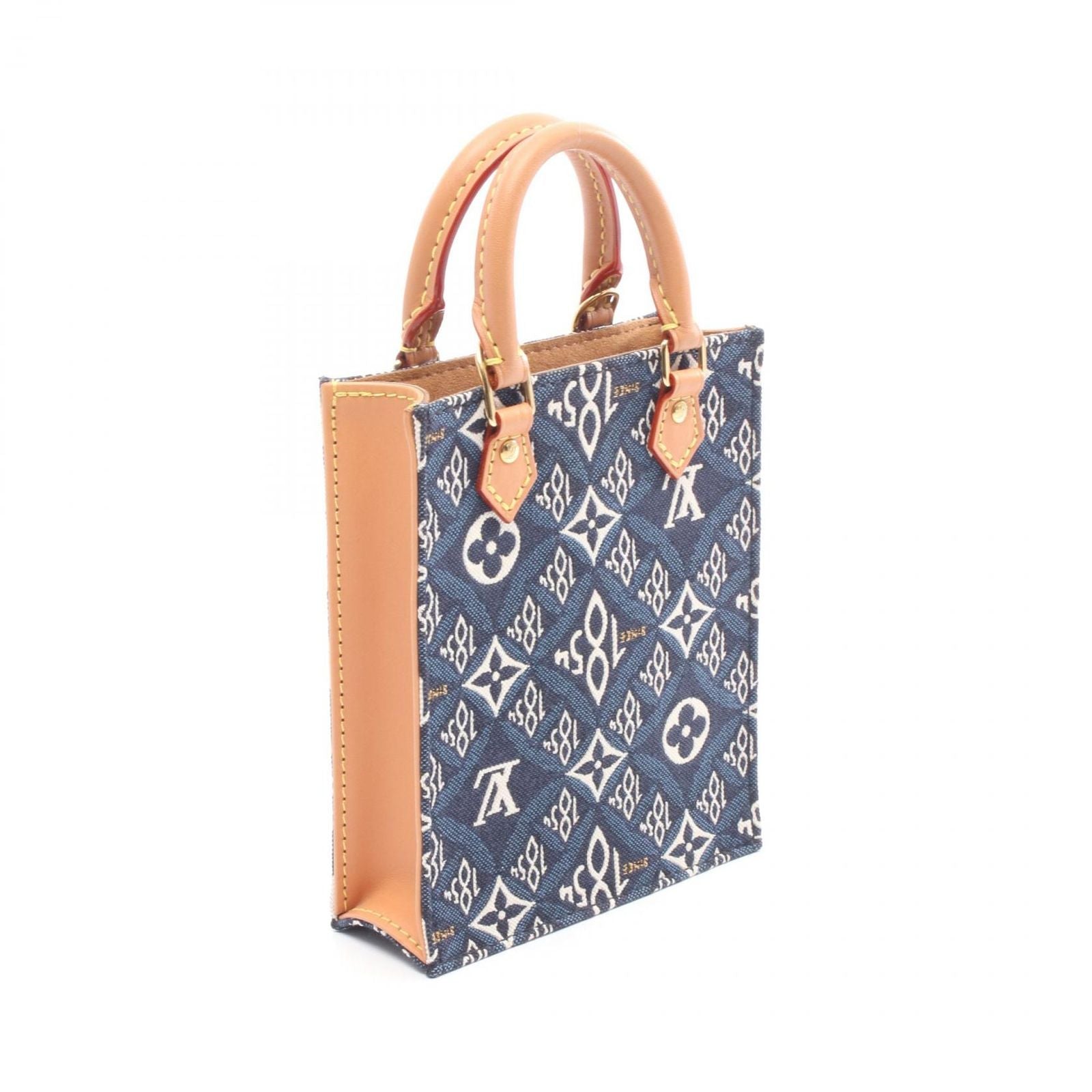 Louis Vuitton Handbag Petite Sac Plat Since Blue Canvas Leather — view 2