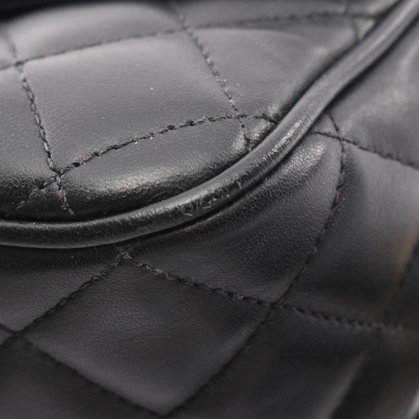 Chanel Shoulder Bag Diana Flap Quilted Black Lambskin Fringe Mini Che on — view 7
