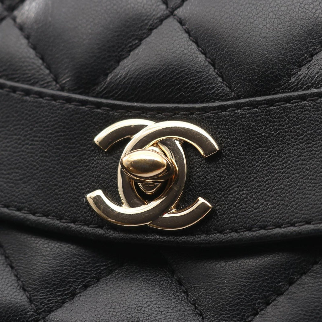 Chanel Shoulder Bag Diana Flap Quilted Black Lambskin Fringe Mini Che on — view 8