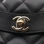 Chanel Shoulder Bag Diana Flap Quilted Black Lambskin Fringe Mini Che on — view 8