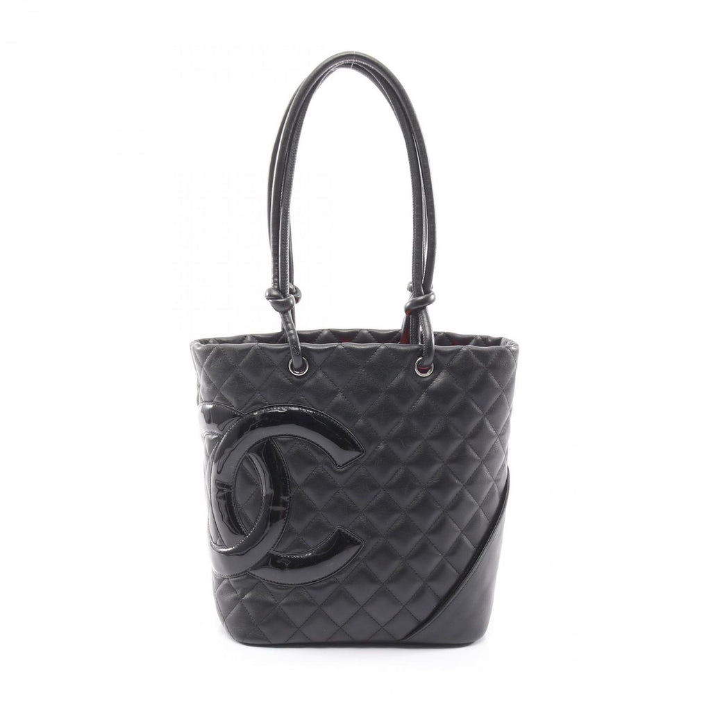 Chanel Tote Cambon Line Black Enamel Leather Patent
