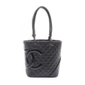 Chanel Tote Cambon Line Black Enamel Leather Patent