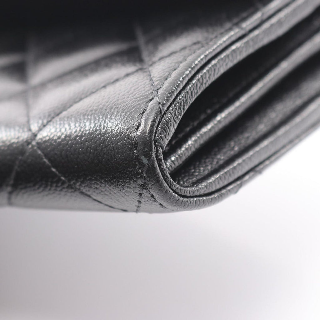 Chanel Bifold Wallet Quilted Black Caviar Leather Zip — view 8
