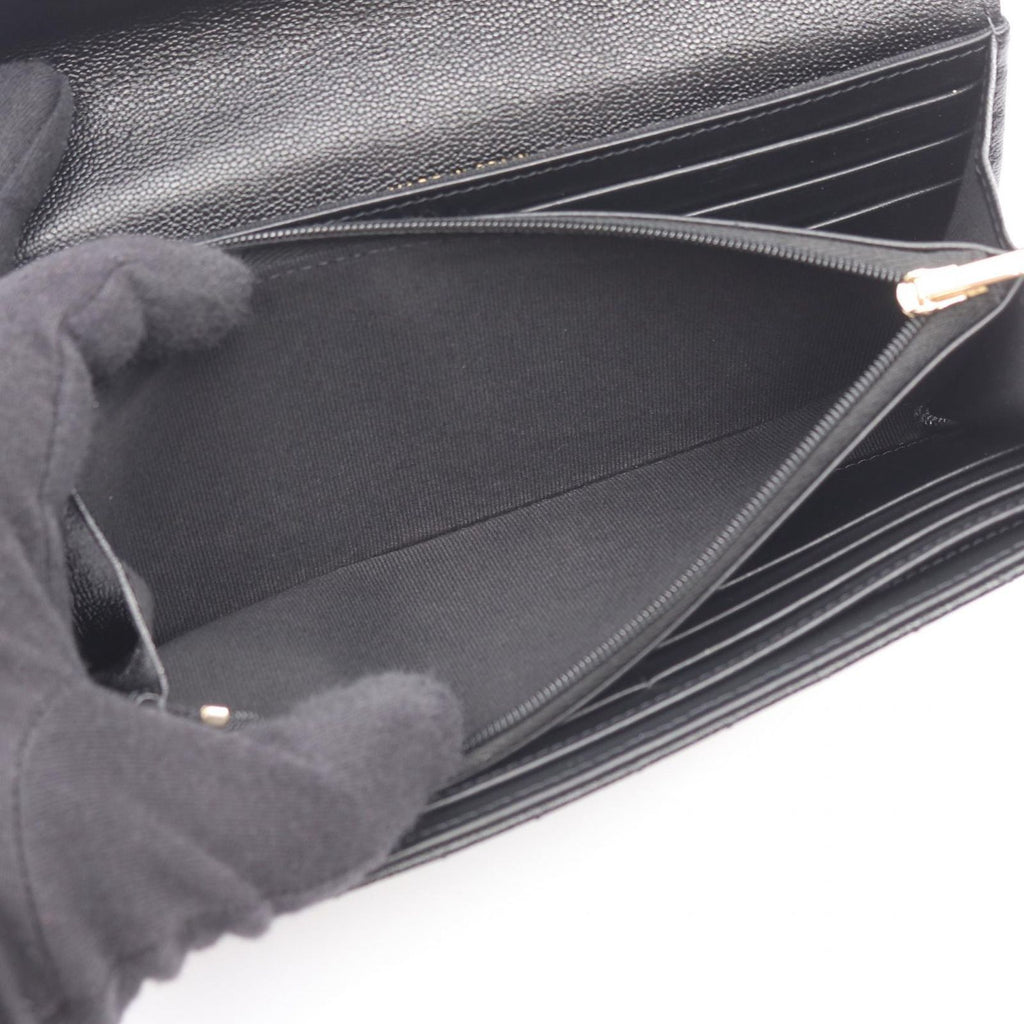 Chanel Bifold Wallet Quilted Black Caviar Leather Zip — view 4