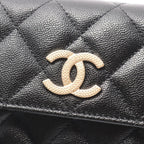 Chanel Bifold Wallet Quilted Black Caviar Leather Zip — view 9