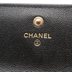 Chanel Bifold Wallet Quilted Black Caviar Leather Zip — view 5