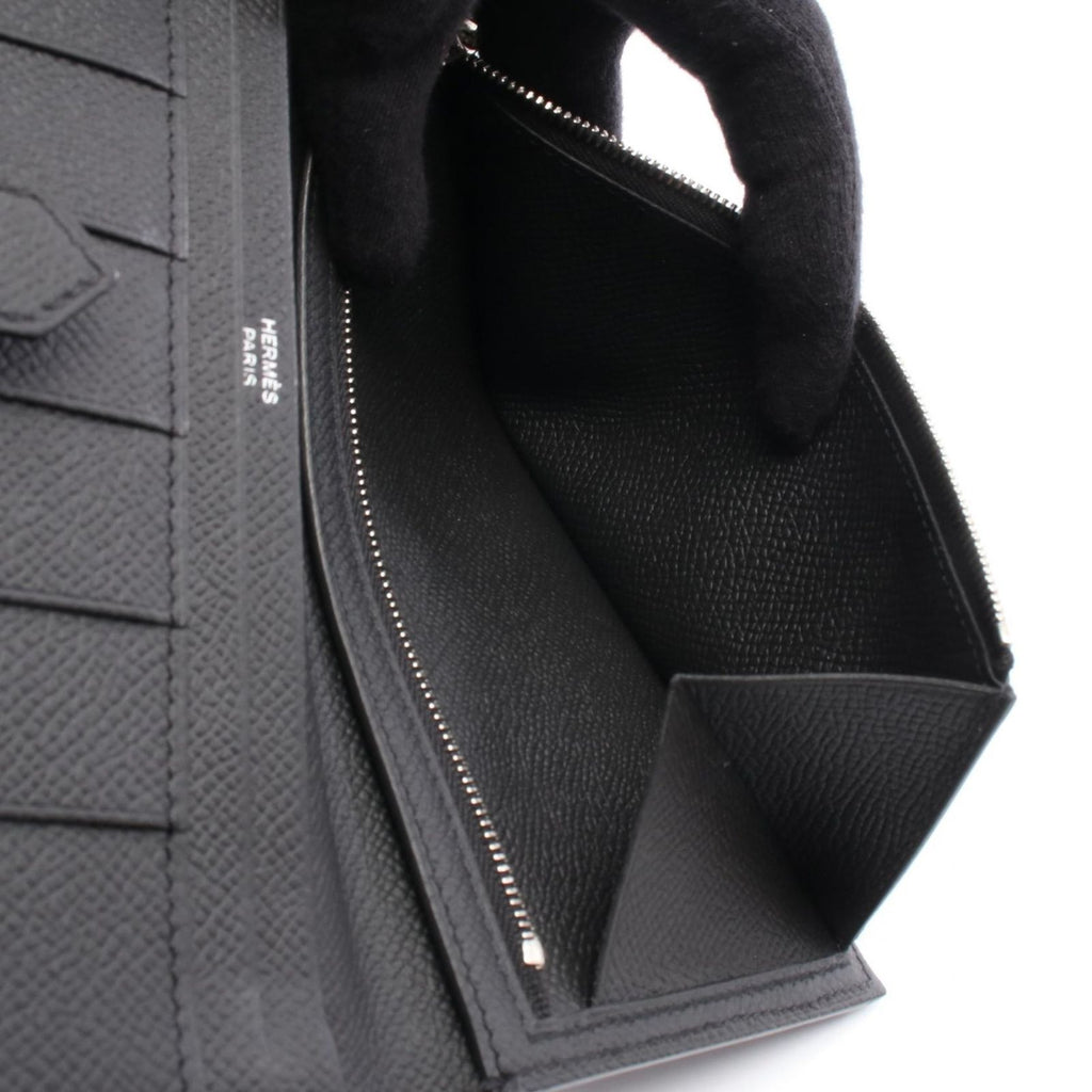 Hermes Bifold Wallet Bearn Souffle Black Leather — view 4