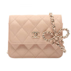 Chanel Shoulder Bag Mini Quilted Pink Beige Fu Mini Che Nshoulder