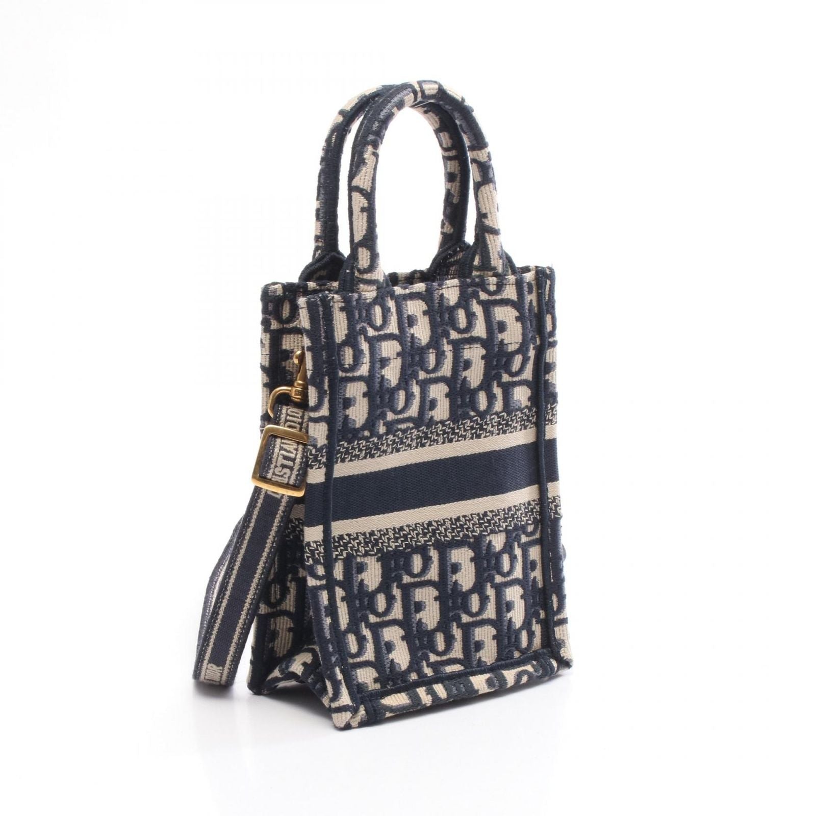 Dior Handbag Book Tote Tikal Mini Phone Oh Breek Navy Canvas Oh Oblique Cook — view 2