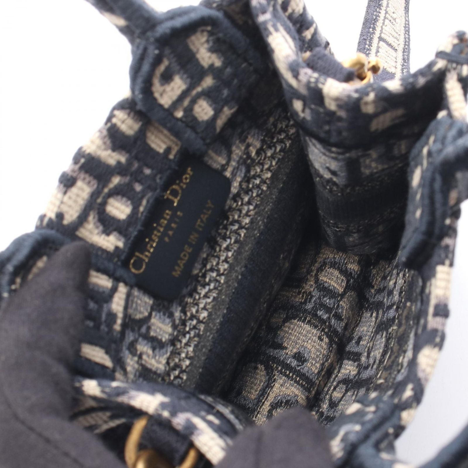 Dior Handbag Book Tote Tikal Mini Phone Oh Breek Navy Canvas Oh Oblique Cook — view 3