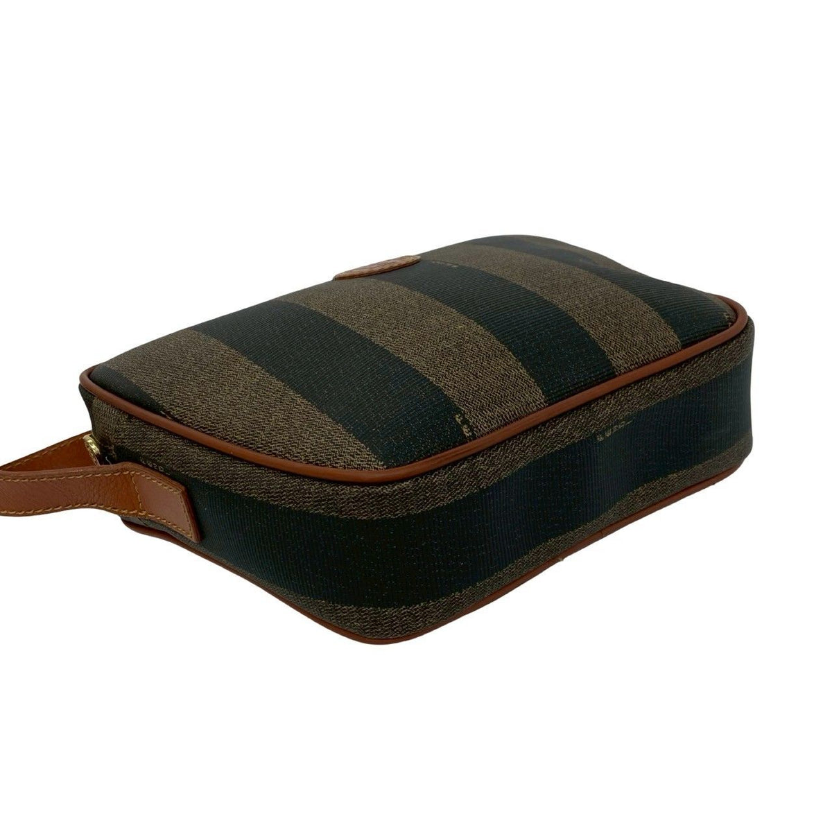 Fendi Pecan Pattern FF Logo Leather Shoulder Bag Pochette Crossbody Khaki Black — view 7