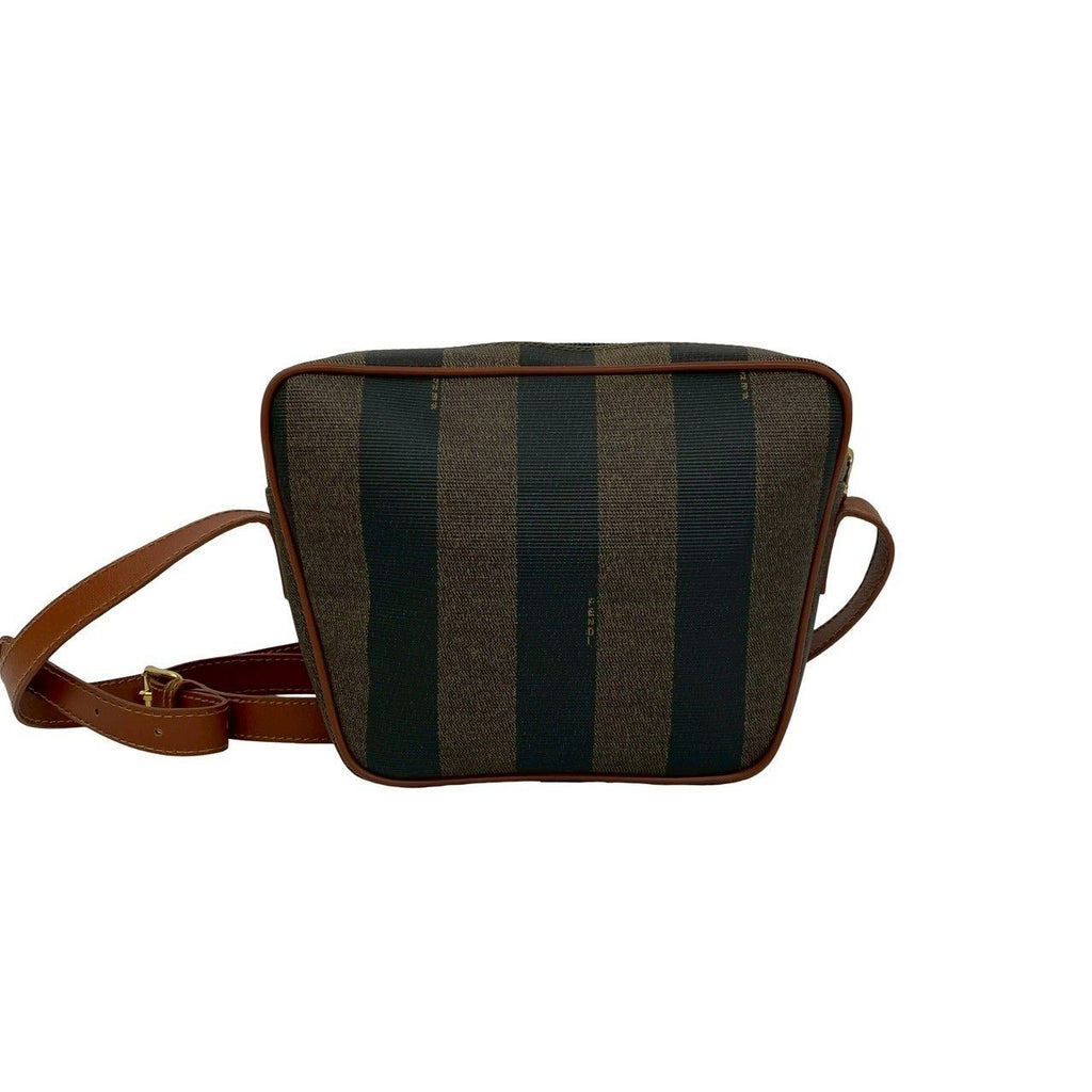 Fendi Pecan Pattern FF Logo Leather Shoulder Bag Pochette Crossbody Khaki Black — view 3