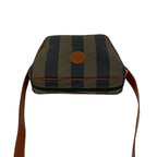 Fendi Pecan Pattern FF Logo Leather Shoulder Bag Pochette Crossbody Khaki Black — view 4