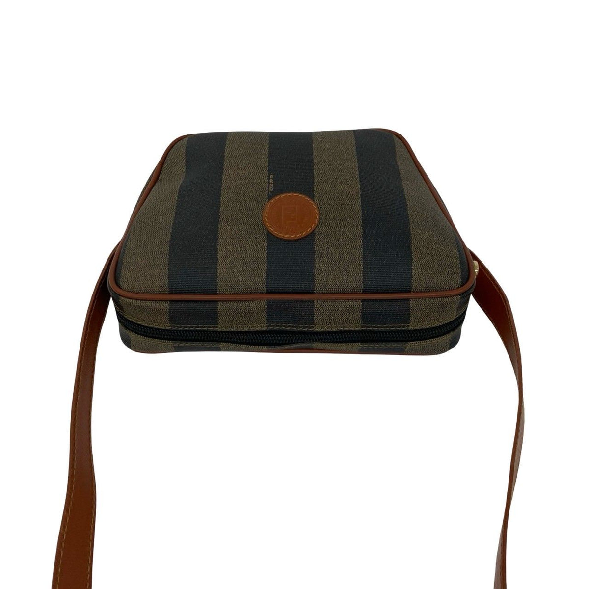 Fendi Pecan Pattern FF Logo Leather Shoulder Bag Pochette Crossbody Khaki Black — view 4