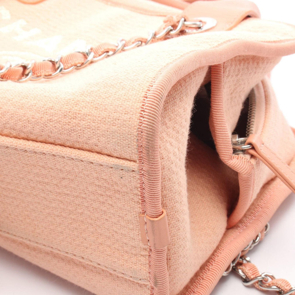 Chanel Shoulder Bag Deauville Sa Mont Pink Canvas Leather — view 8