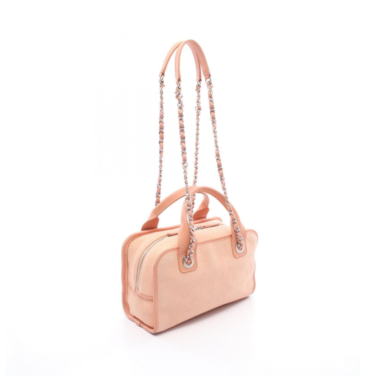 Chanel Shoulder Bag Deauville Sa Mont Pink Canvas Leather — view 2