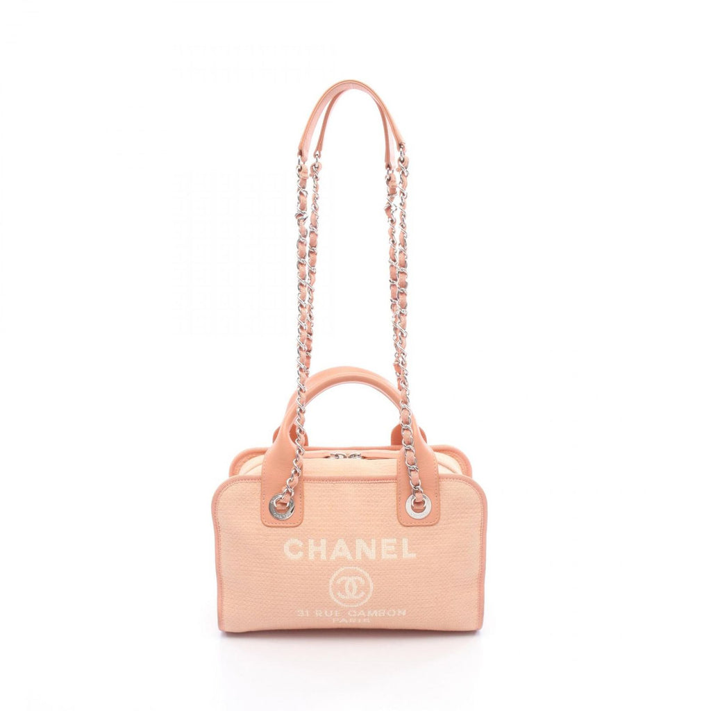 Chanel Shoulder Bag Deauville Sa Mont Pink Canvas Leather