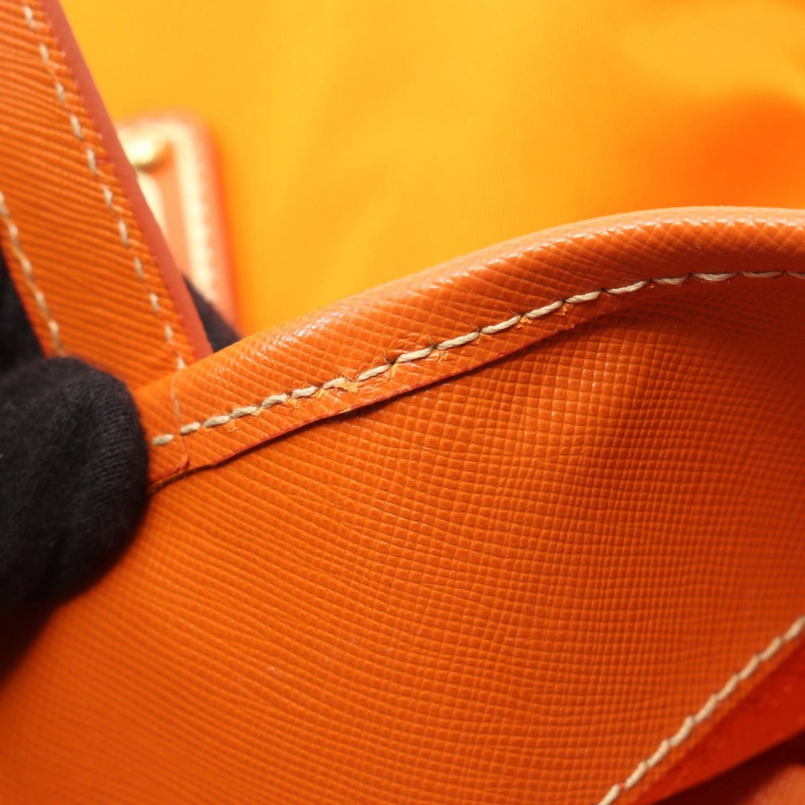 Prada Tote Orange Nylon Saffiano Leather 2-Way — view 9
