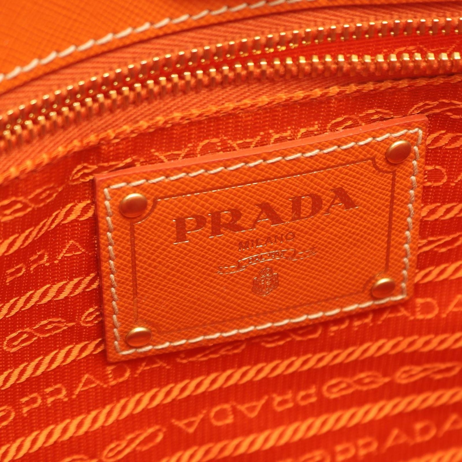 Prada Tote Orange Nylon Saffiano Leather 2-Way — view 4